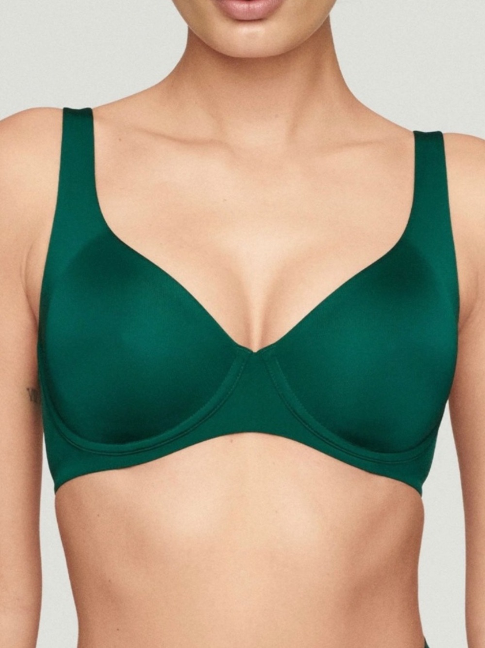 CUUP The Scoop Bra Emerald Green Satin 38G